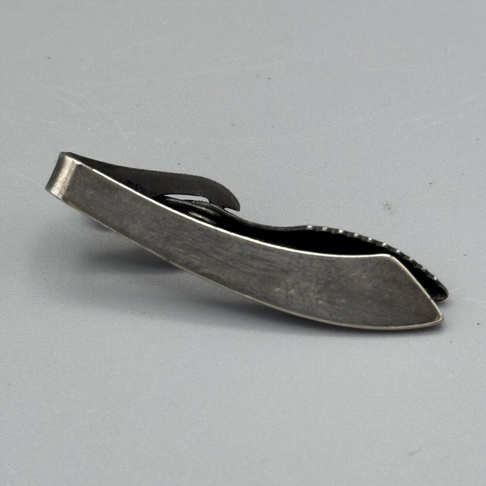 Vtg Unmarked Tie Bar Clip Clasp Silver Tone Pilots Unisex 2.75" L Minimalist